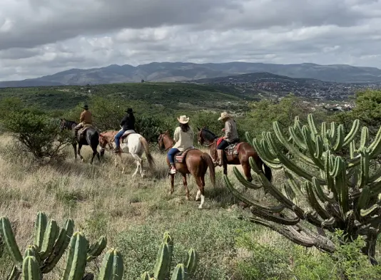 Guest on the horse trail at Rancho Sol Dorado San Miguel de Allende Mexico